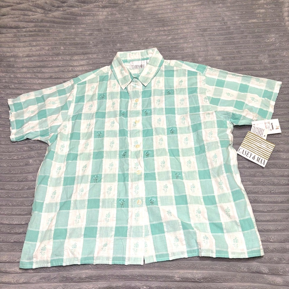 Casey and Max men’s aqua floral button up shirt size XL‎ NEW WITH TAGS